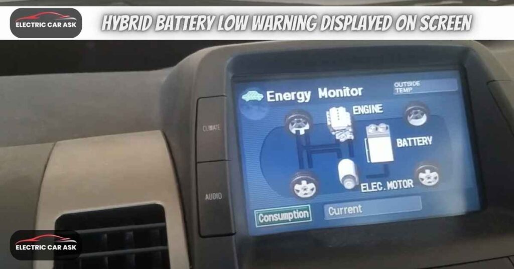Hybrid Battery Low Warning Displayed on Screen
